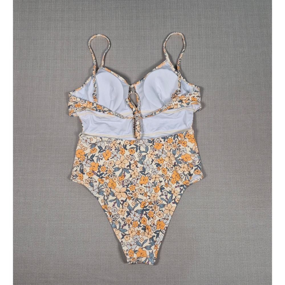 Cupshe Womens Floral Cutout One Piece Swimsuit Yellow Blue Size L New NWT - Picture 7 of 11